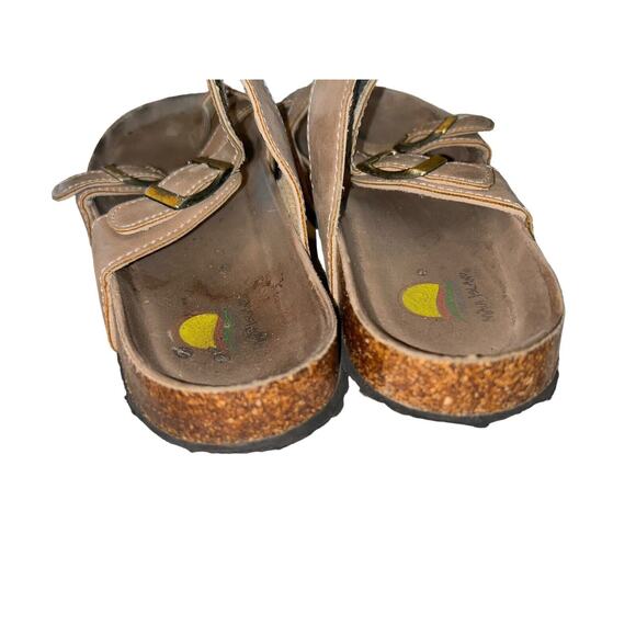 Maui Island Tan Slip On Buckle Sandals Women 6M Walk Comfort Beach Vacation - Picture 6 of 11